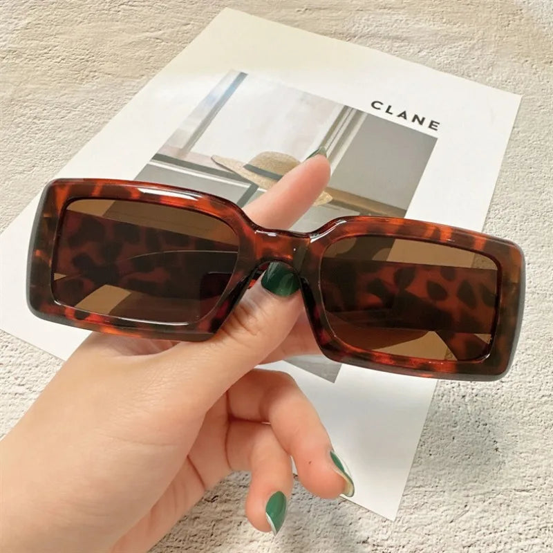 Luxe Small Rectangular Women's Sunglasses - Vintage Brand Fashion Eyewear UV400