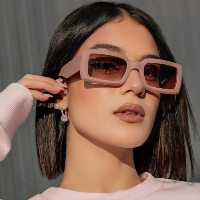 Luxe Small Rectangular Women's Sunglasses - Vintage Brand Fashion Eyewear UV400