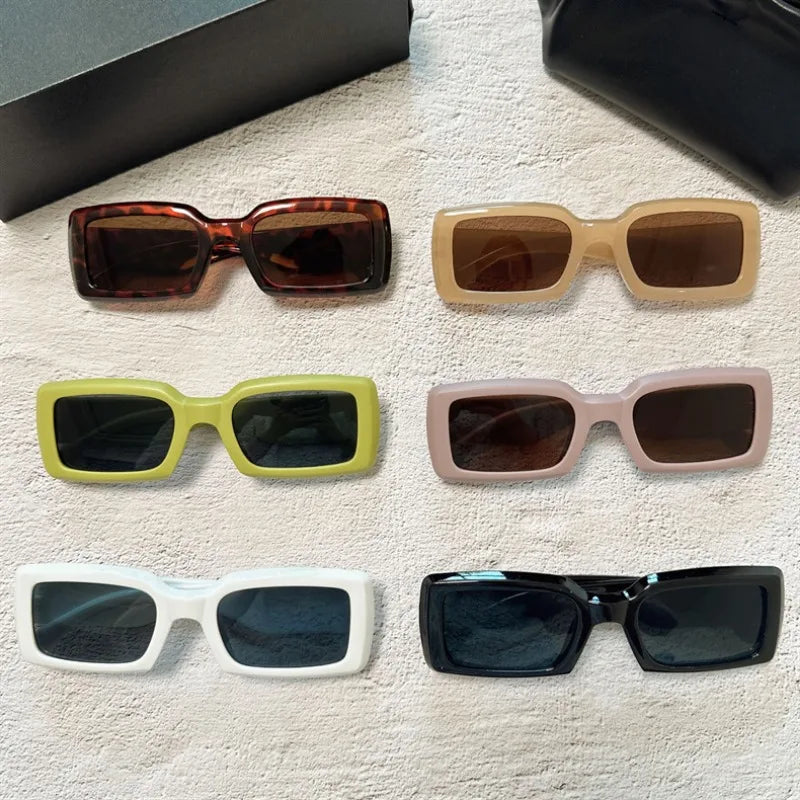 Luxe Small Rectangular Women's Sunglasses - Vintage Brand Fashion Eyewear UV400