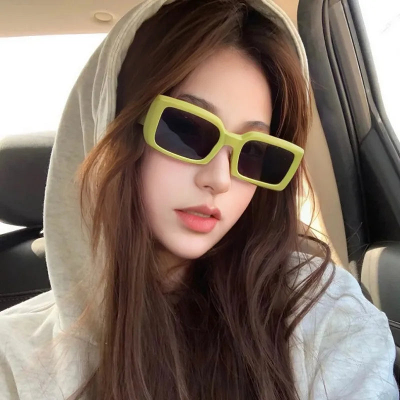 Luxe Small Rectangular Women's Sunglasses - Vintage Brand Fashion Eyewear UV400