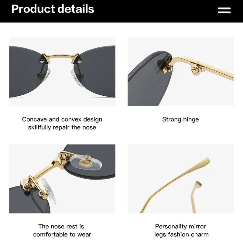 Luxe Diamond-Encrusted Oval Sunglasses - Fashionable Candy-Colored Rimless Sun Shades UV400 Protection