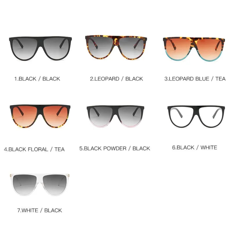 Flat Top Oversized Women Sunglasses Retro Shield Shape Luxy Brand Design Big Frame Shades Square Sun Glasses Women UV400 Eyewear