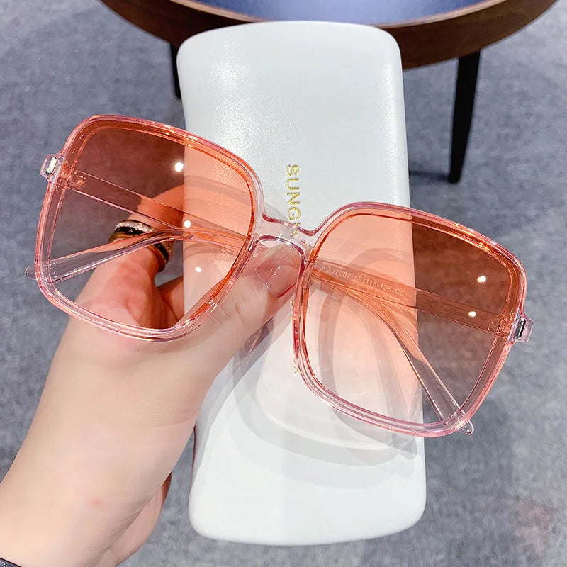 2024 Vintage Square Women's Sunglasses Luxury Designer Sun Glasses Classic Eyeglasses Lady UV400 Big Frame Mirror Oculos De Sol