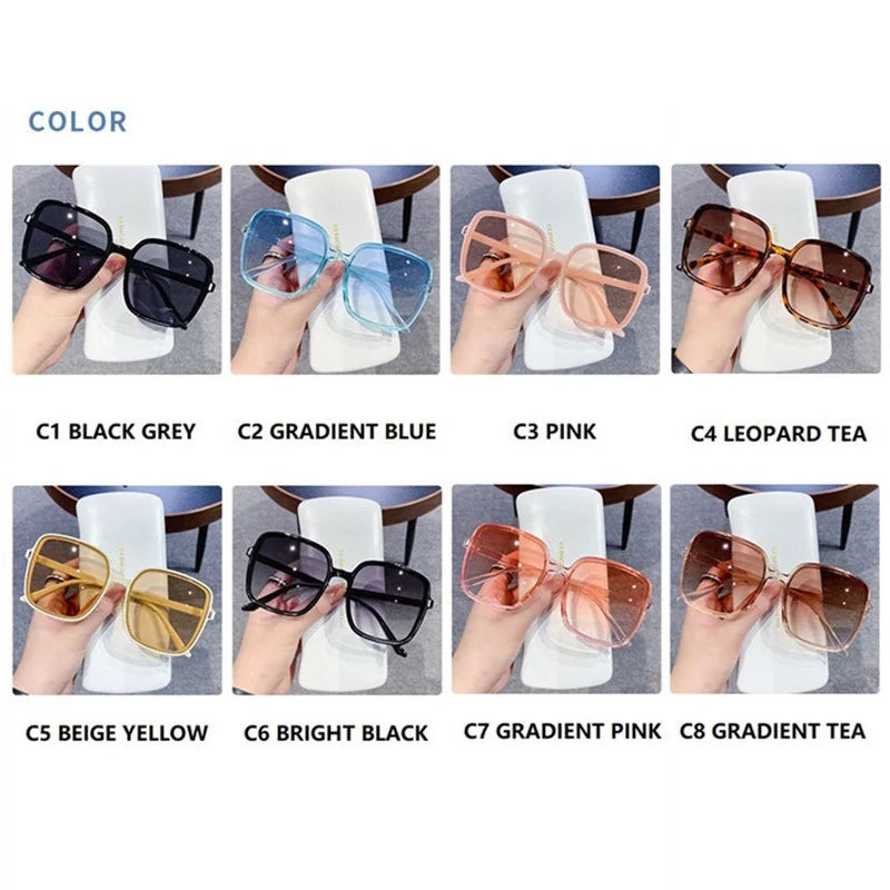 2024 Vintage Square Women's Sunglasses Luxury Designer Sun Glasses Classic Eyeglasses Lady UV400 Big Frame Mirror Oculos De Sol