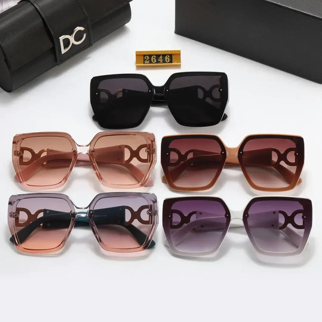 2024 New Fashion Sunglasses Luxury Brand Designer Women Retro Square Big Frame Sunglasses Eyewear Uv400 Glasses Outdoor Shopping