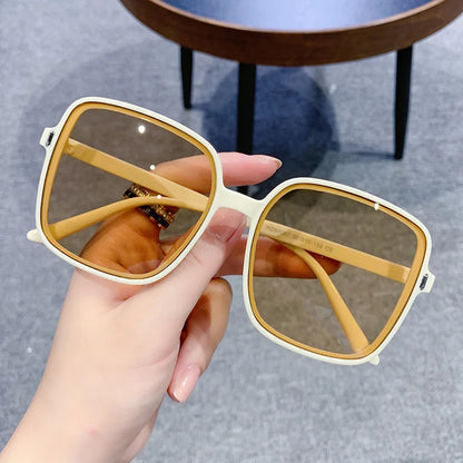 2024 Vintage Square Women's Sunglasses Luxury Designer Sun Glasses Classic Eyeglasses Lady UV400 Big Frame Mirror Oculos De Sol